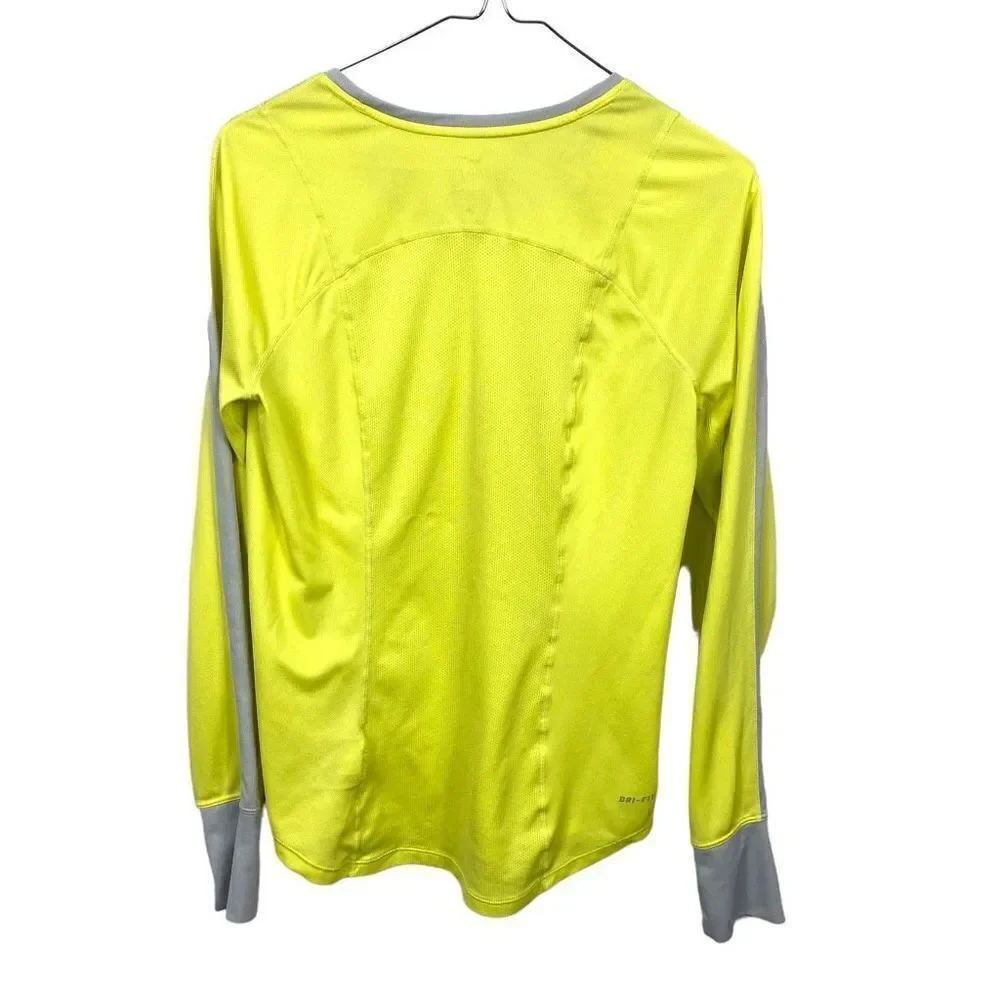 Nike Running Dri Fit Yellow Grey Long Sleeve Top